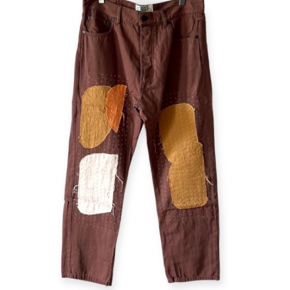 Sandrine Rose by Free People Brown (Carrub)  Patchwork Pants Size 28 - Picture 6 of 15